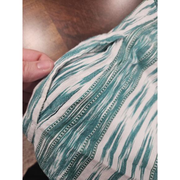 J.Jill Dress Women's Small Sleeveless Woven Embroidered Green Stripe 100% Cotton - Picture 5 of 8